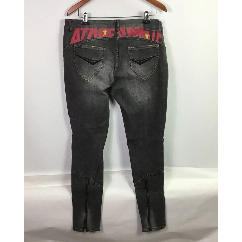 Azzure Jeans Black Mens Size 34/32 Denim Distressed stretchy Logo StreetWear